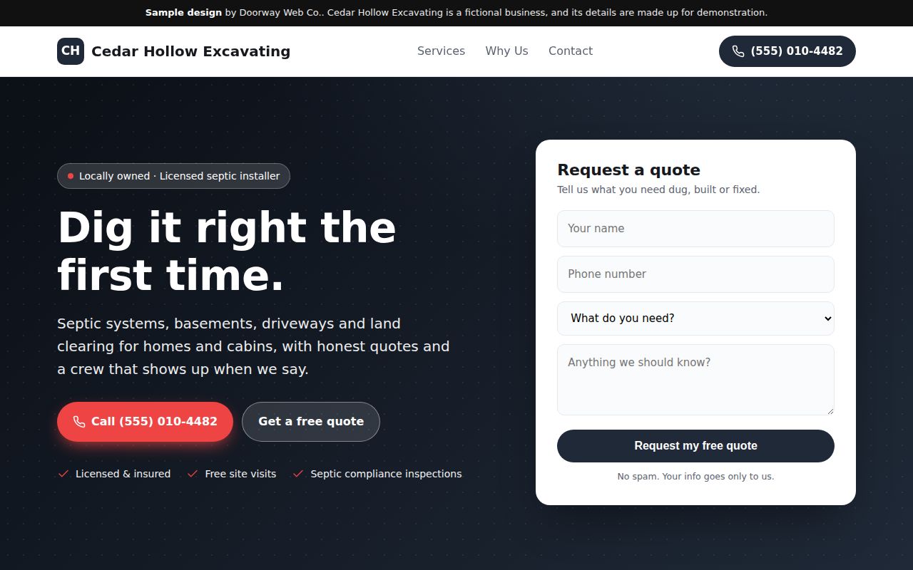 Excavating sample website